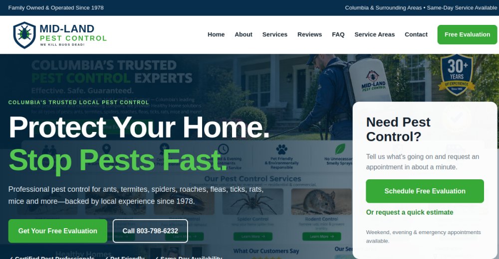 Mid-Land Pest Control website